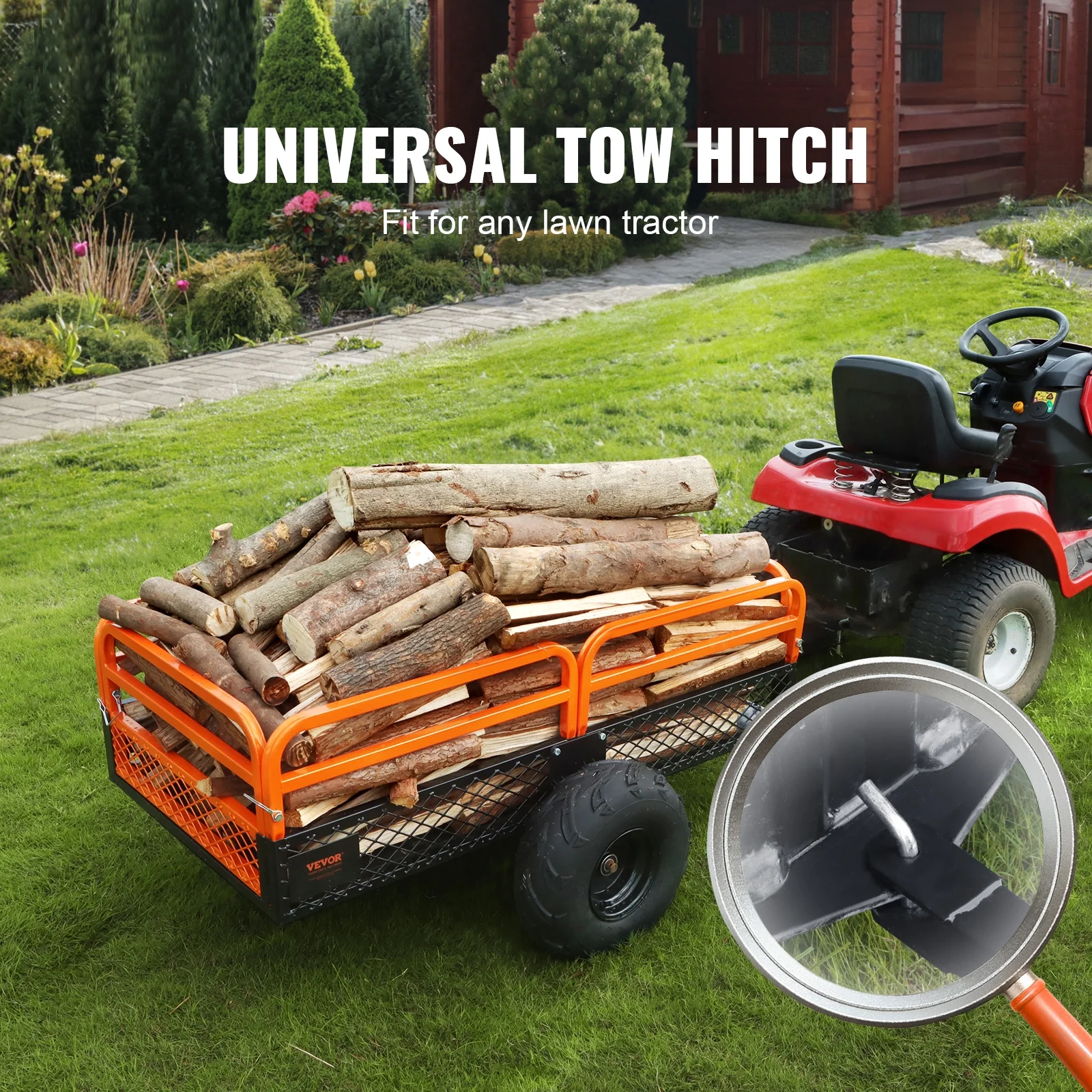 SKYSHALO Cu. Ft. Steel Construction Dump Trailer Tow Behind Dump Cart 1500 lbs 15