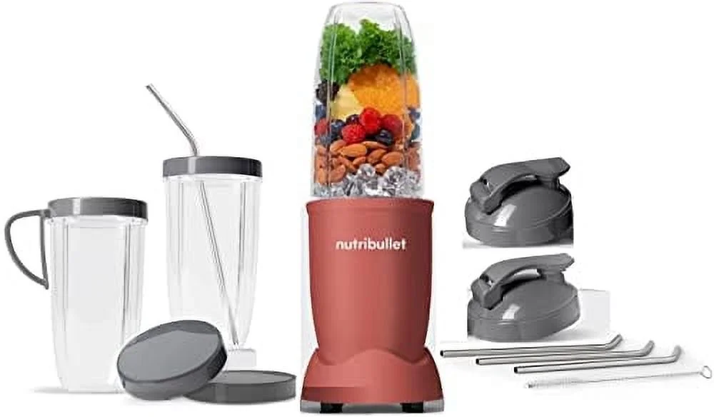 NutriBullet Pro 900 Watt Hi-Speed Blender/Mixer Twist and Blend 14-Piece Set (Matte Cinnamon) Dark Red