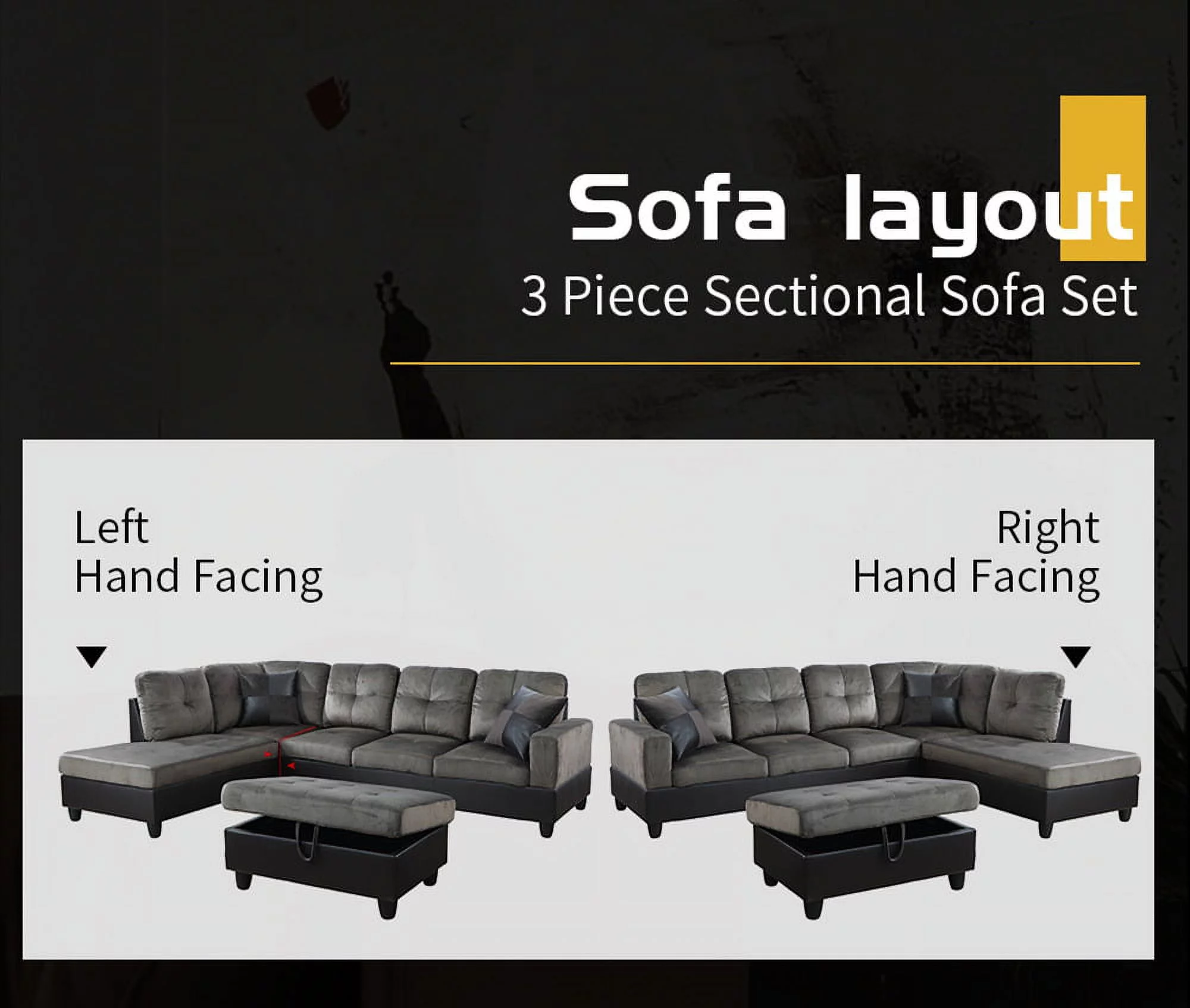 PonLiving Furniture Andes Microfiber with Faux Leather Sofa Set With Ottoman Andes Microfiber with Faux Leather Sofa Set With Ottoman