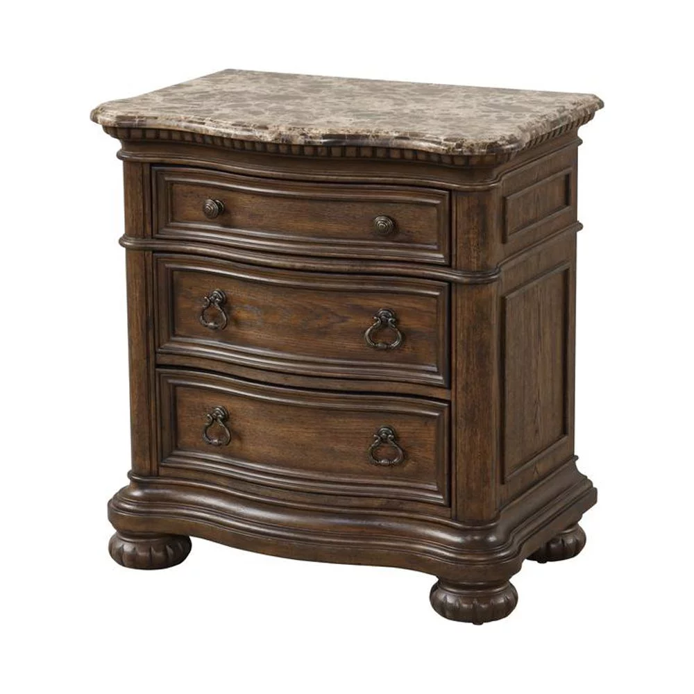 Bernards Tuscany 3 Drawer Nightstand Marble Top W Usb