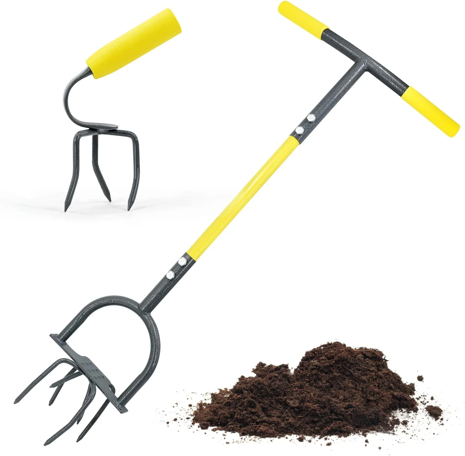 Jardineer Hand Tiller Garden Claw Set, Garden Twist Tiller with Small Soil Tiller