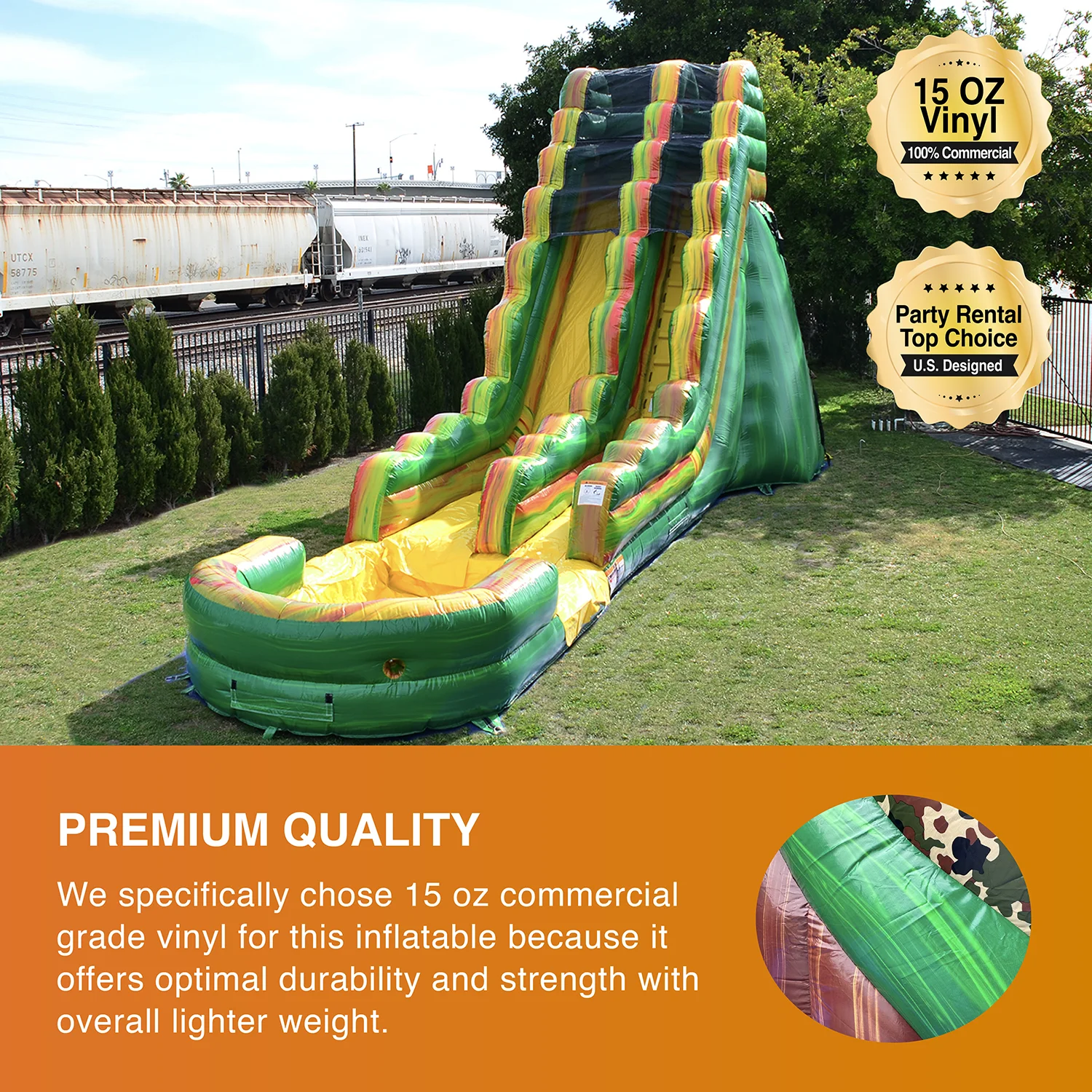 JumpOrange 19' Amazon River Commercial Grade Water Slide Inflatable with Splash Pool for Kids and Adults (with Blower), Summer Fun, Wet Dry Use