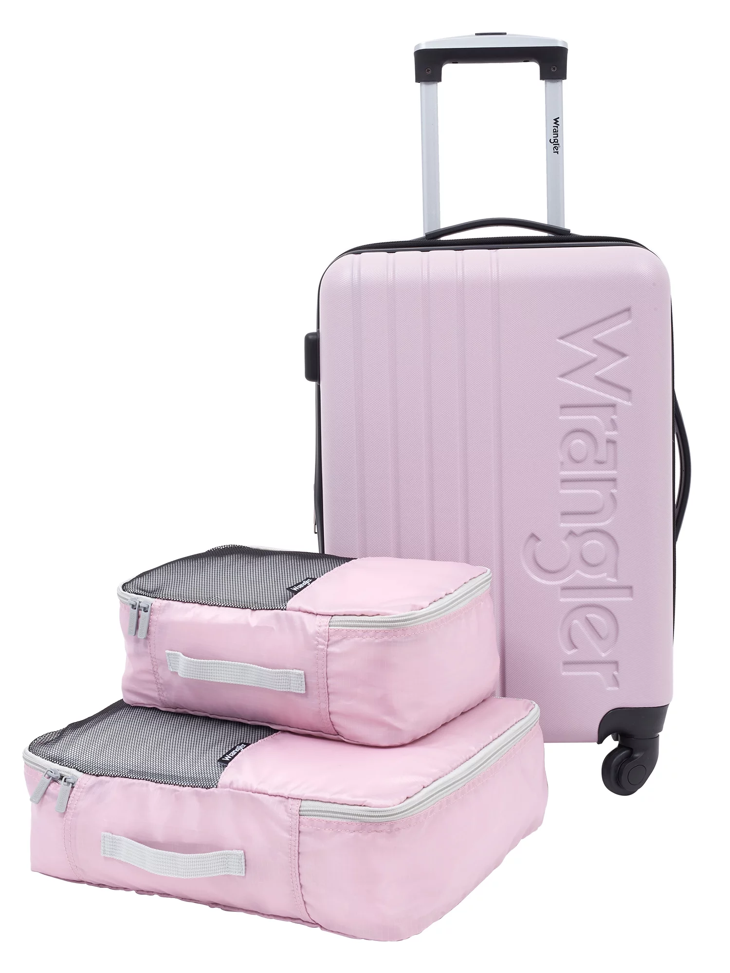 Wrangler San Antonio 3pc Expandable Rolling Luggage Set w/ 20in Rolling Carry-on and 2 Packing Cubes, Lilac