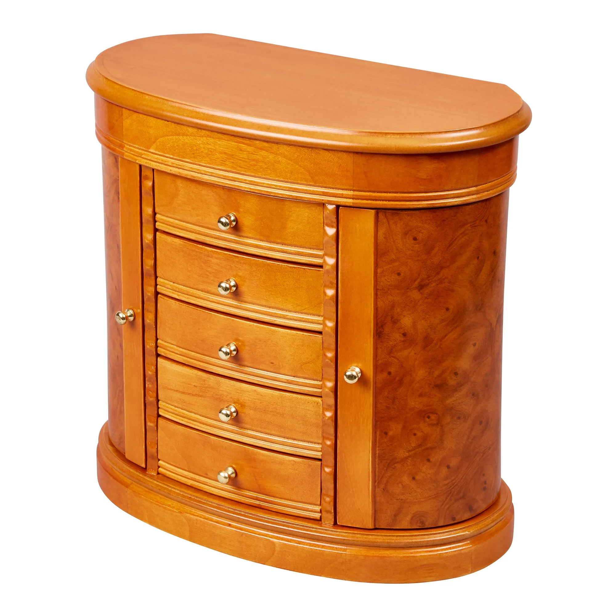 Mele Designs Melrose Wooden Jewelry Box for women in Burlwood Walnut Finish