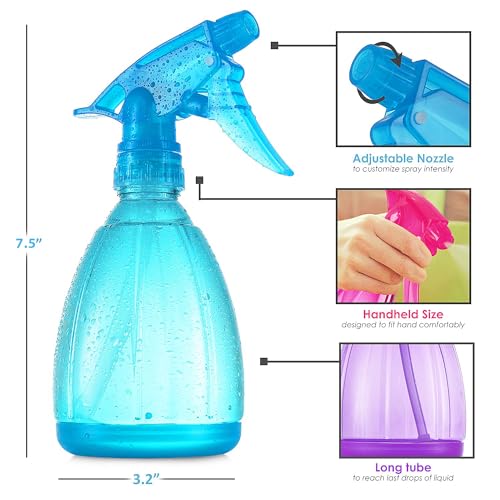 DilaBee Spray Bottles (12 Oz) Water Spray Bottle for Hair, Plants, Cleaning Solutions, Cooking, BBQ, Squirt Bottle for Cats - Empty Spray Bottles - BPA-Free - Multicolor (Blue, 1 Pack)