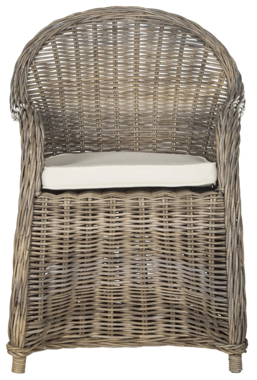 SAFAVIEH Zane Traditional Wicker Outdoor Club Chair, Grey