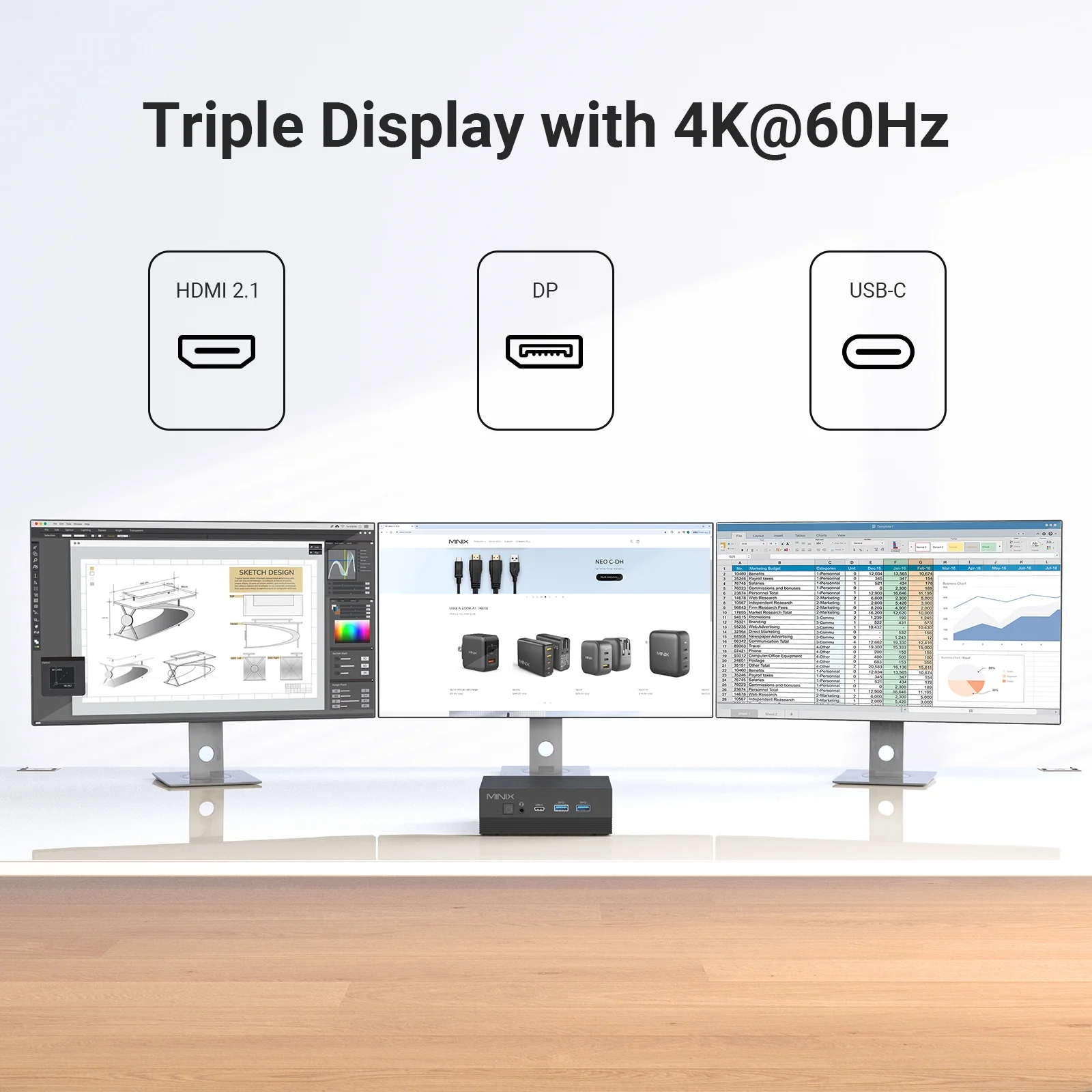 MINIX NEO Z100-Aero Intel N100 mini PC Windows 11 Pro RAM 16GB SSD 512GB Triple 4K 60Hz Display HDMI 2.0