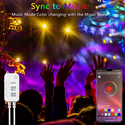 QZYL LED Lights for Bedroom, 25FT RGB LED Strip Lights with 44 Keys IR Remote, Smart LED Light Strip with Adhesive Backing Adjustable Brightness App Control for Bedroom Party Decoration