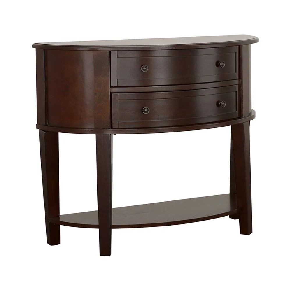 Diane 2-drawer Demilune Shape Console Table Cappuccino