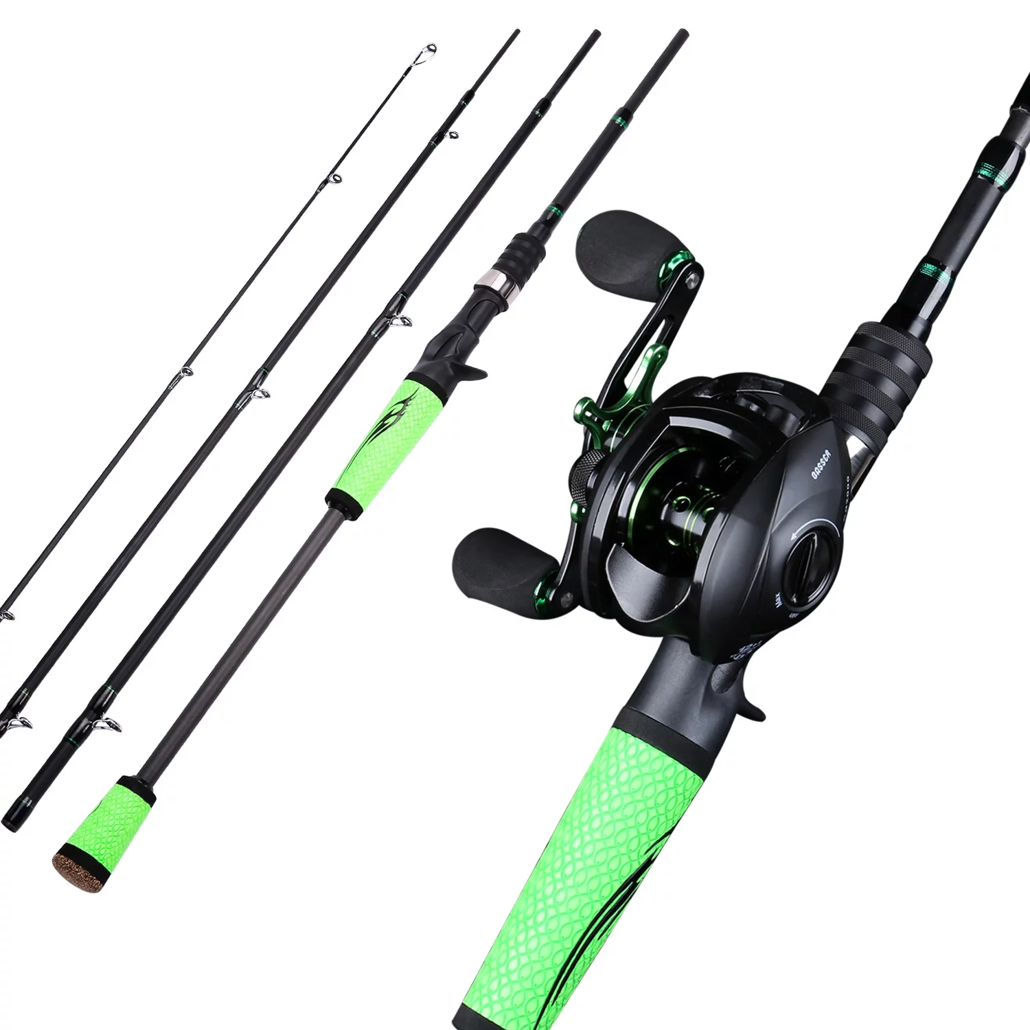 Sougayilang Speed Bass Fishing Rod Reel Combo Porable High Carbon 4 Pc Blanks for Spinning & Casting