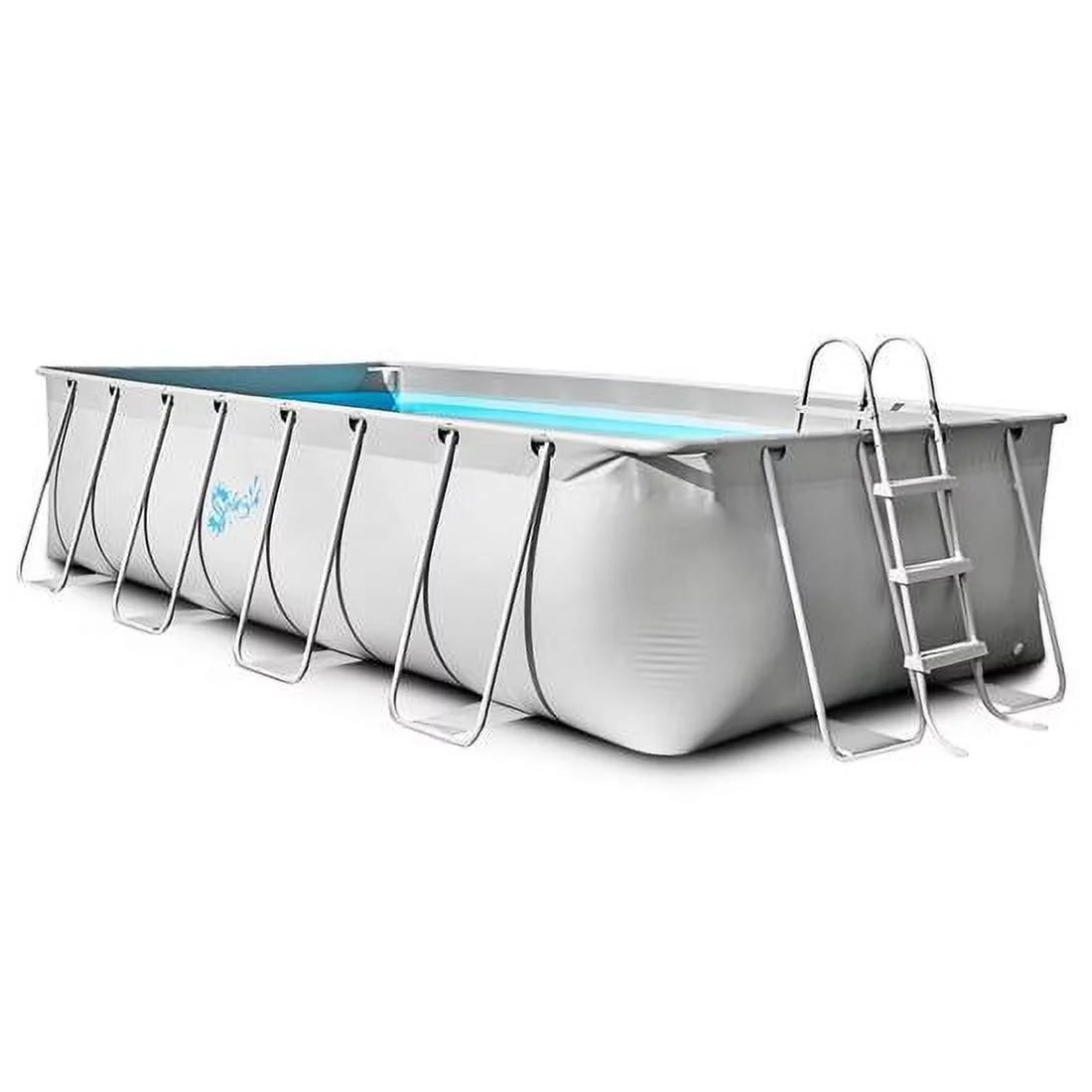 SereneLife Rectangle Above Ground Pool Set, Steel Frame, Outdoor Family Swimming Pool W/ Ladder