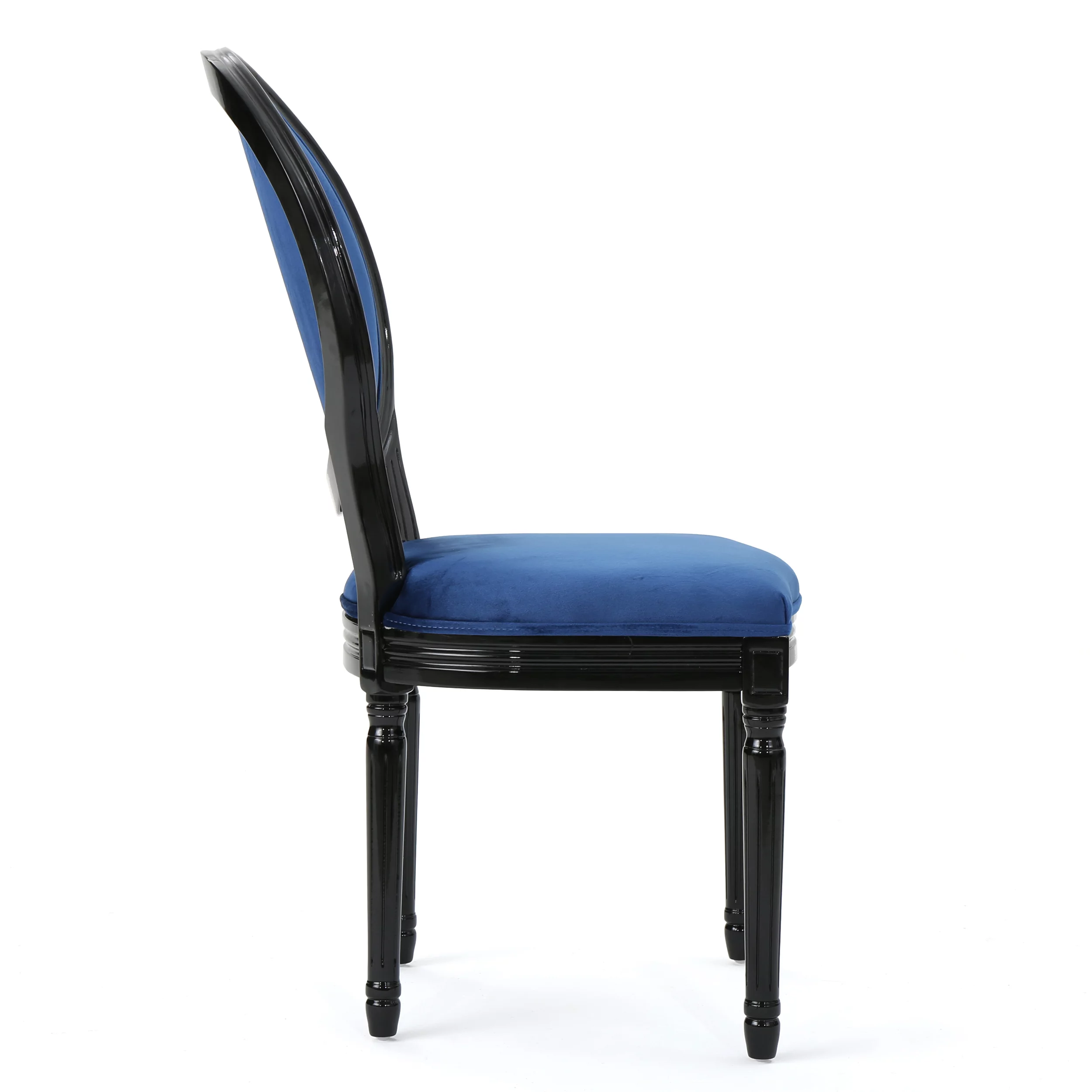 Noble House Phinnaeus Indoor FrenchVelvet Dining Chairs, Set of 2, Navy Blue