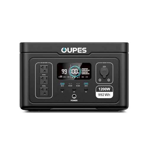 Oupes Exodus 1200 Portable Power Station 1200W (Surge 3600W), 992Wh LiFePO4 Solar Generator with Smart App Control, UPS, 140W USB-C, for Outdoor & Emergency Backup
