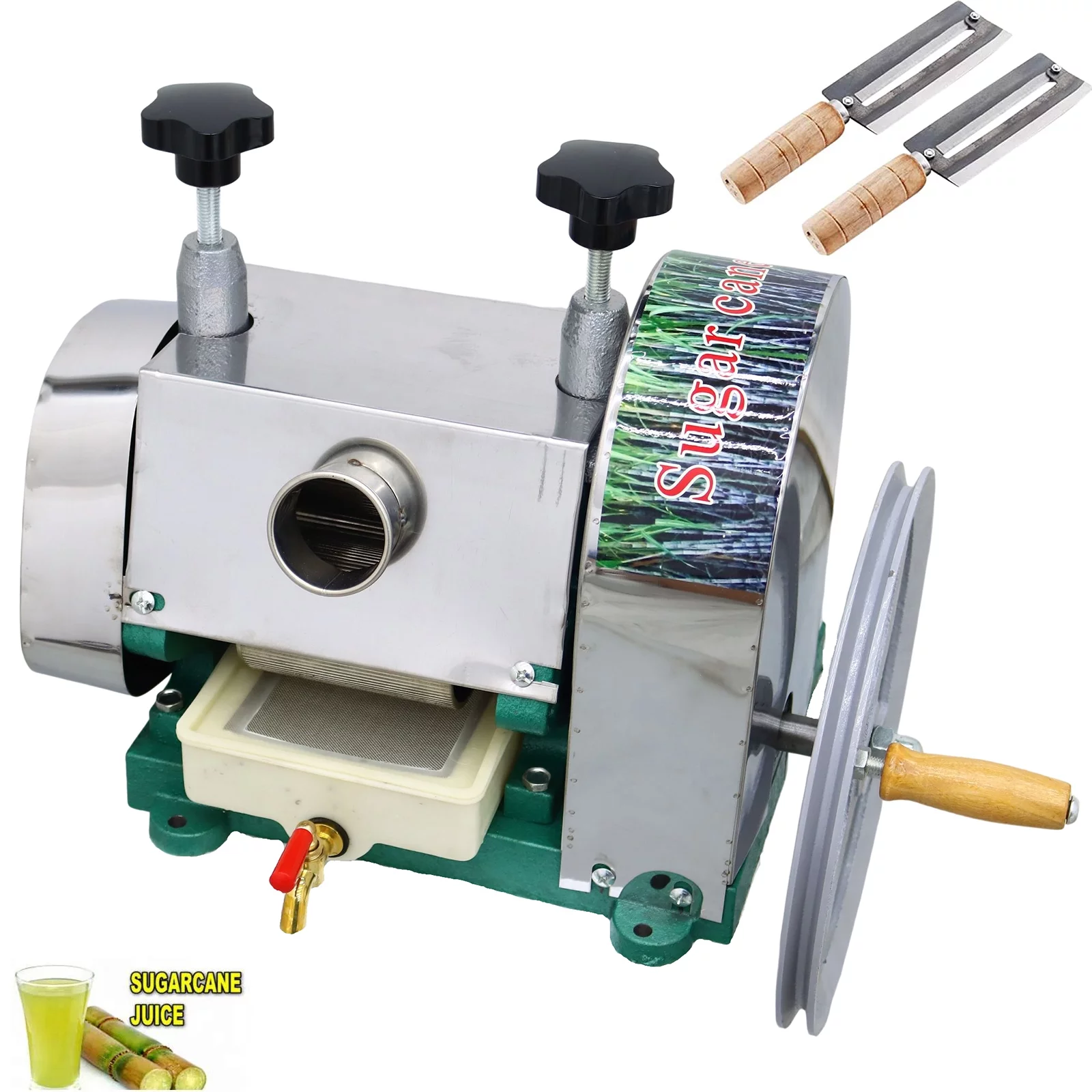 INTSUPERMAI Commercial Manual Sugar Cane Ginger Sweet Sorghum Masticating Juicer Press Two Knives