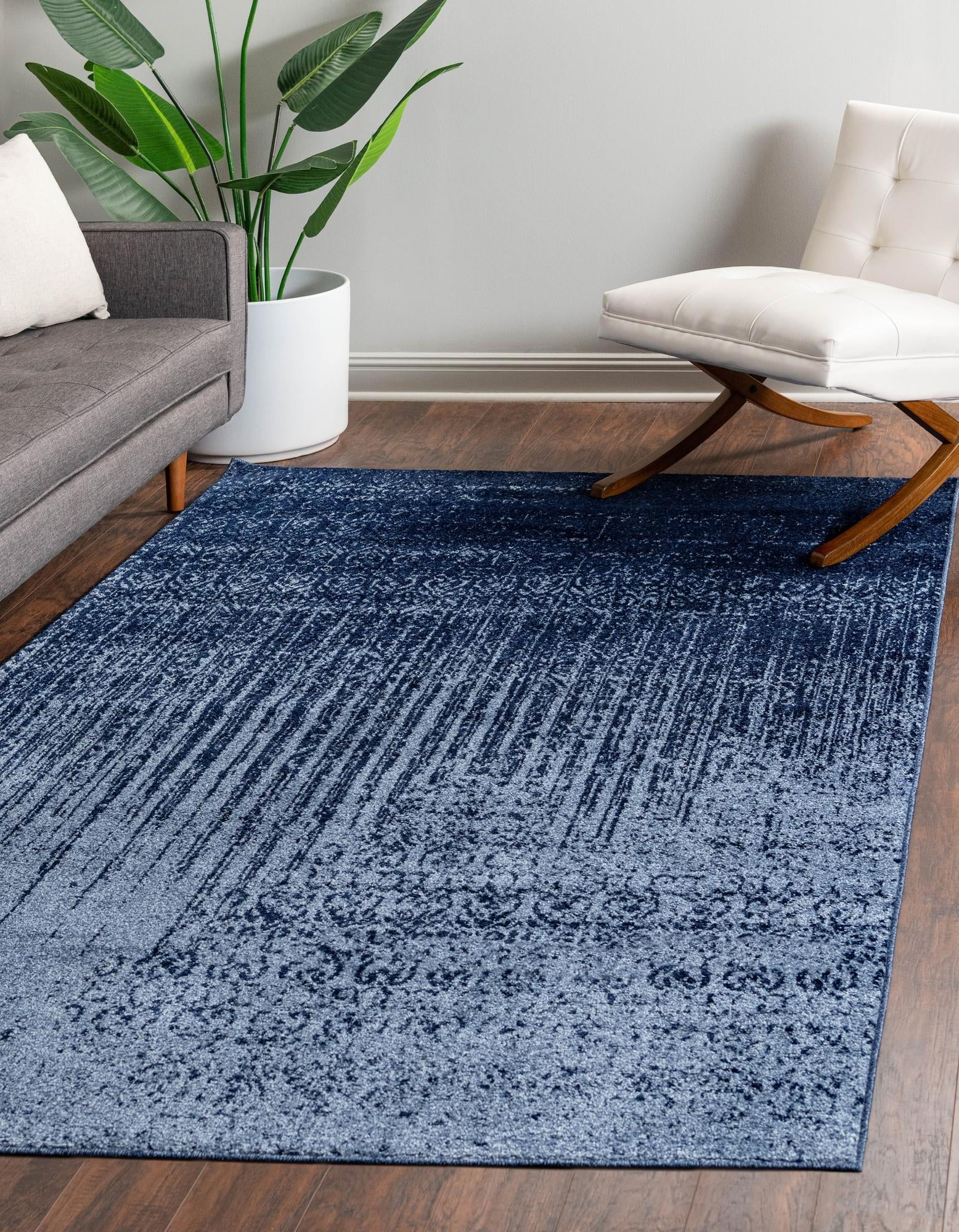 Rugs.com Angelica Collection Rug – 8' x 10' Blue Medium Rug Perfect For Living Rooms, Large Dining Rooms, Open Floorplans