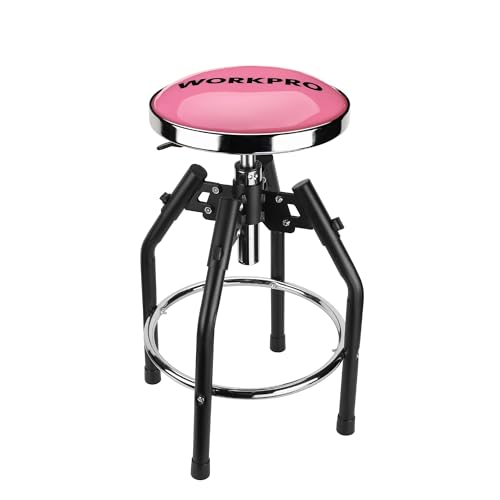 WORKPRO Heavy Duty Adjustable Hydraulic Shop Stool,Garage Bar Stool, 29in to 33.86in, 330-Pound Capacity, Black