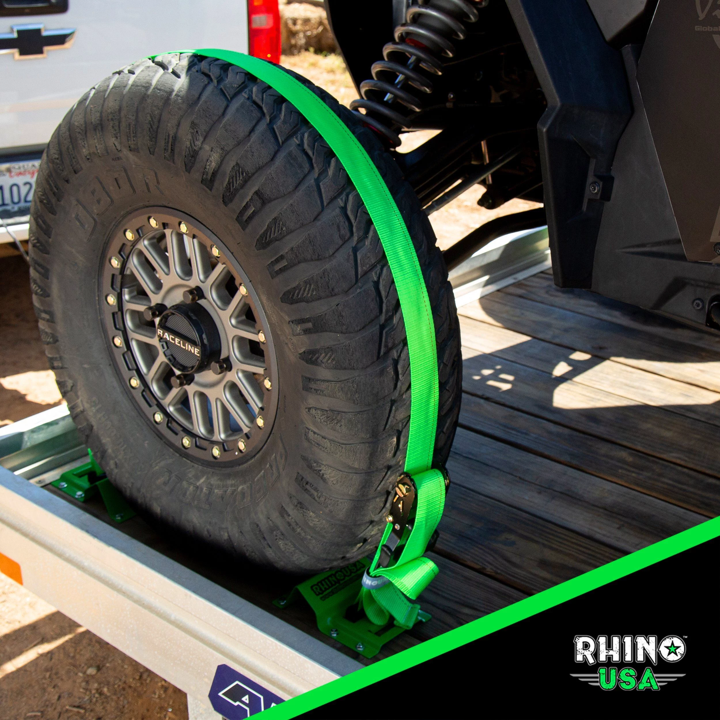Rhino USA UTV Wheel Chock Tie-Down Kit (Green)