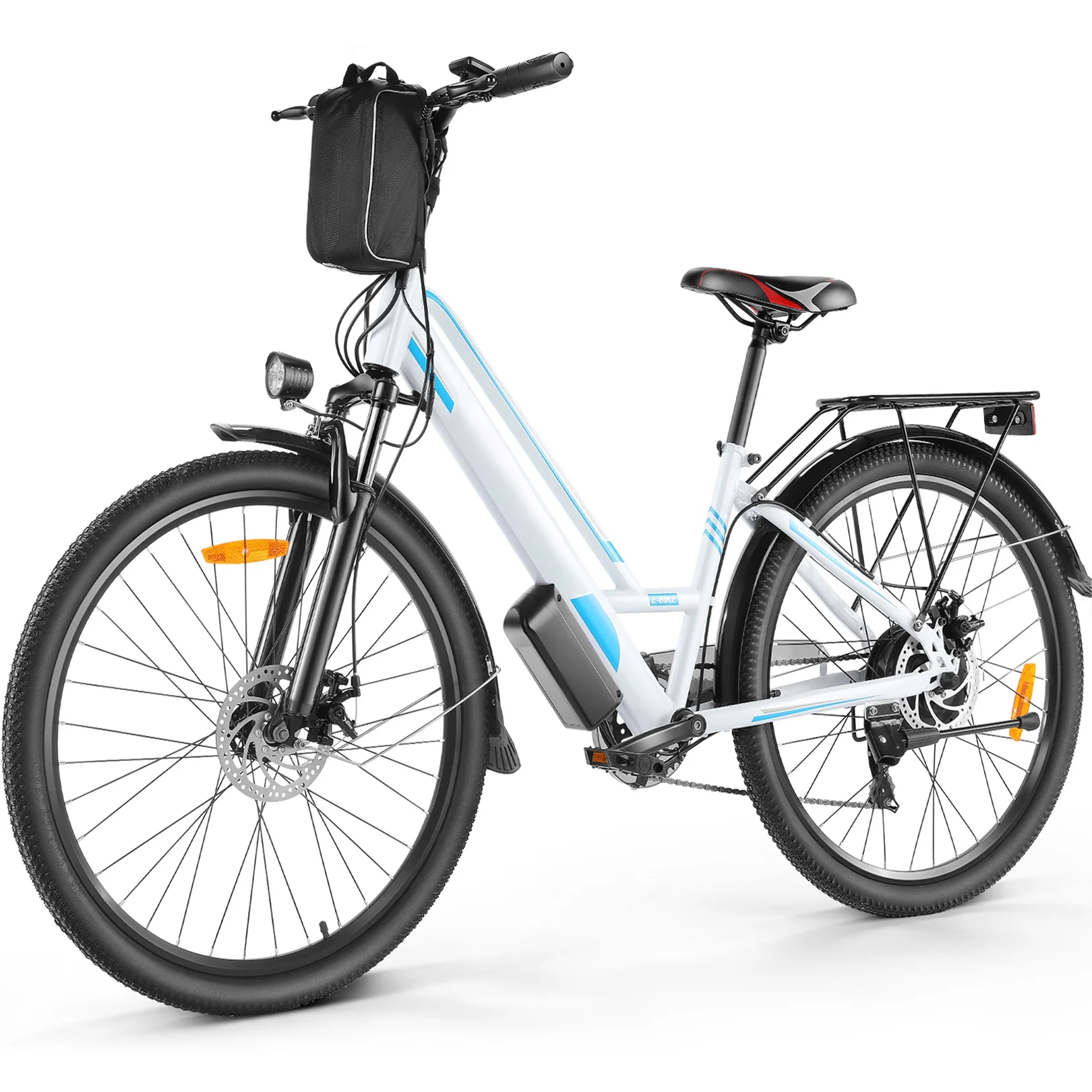 Gocio 500W 26'' Electric Bike 48V Electric Bicycle for Adults, 19MPH Cruiser Ebike, Electric Commuter Bike with Carrier Rack, Low Step Frame Shimano 7 Speed for Men Women Senior