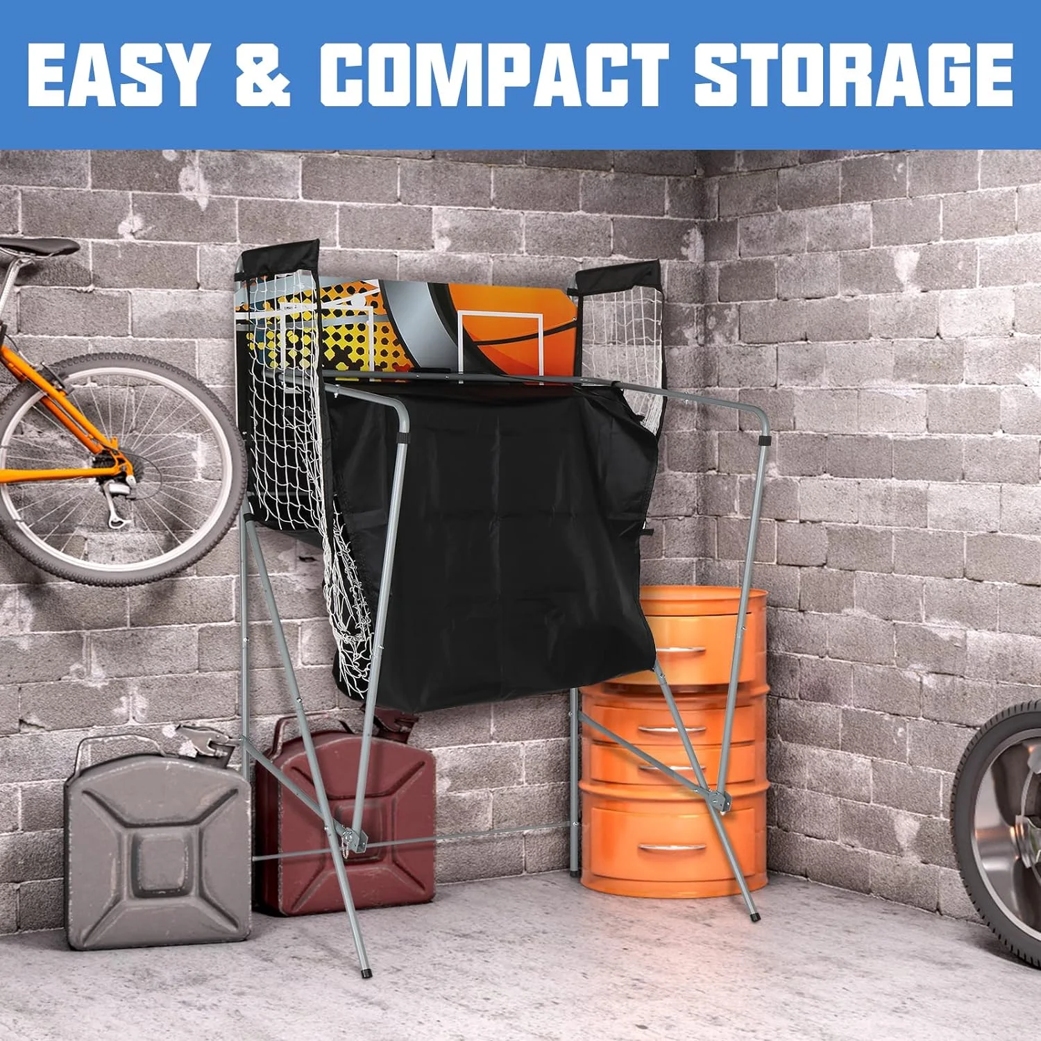 PEXMOR Foldable Basketball Arcade Game w/ 4 Balls, Dual Shot, 8 Game Options, Indoor Electronic Basketball Game for Kids, Adults