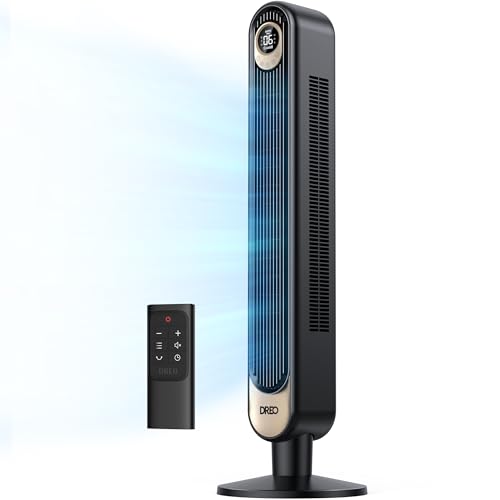 Dreo Tower Fan for Bedroom, 90° Oscillating Standing Fan, 30ft far, 28dB Quiet for Sleep, 6 Speeds, 4 Modes, 12H Timer, 42 Inch, Bladeless, Remote, for Home, Office, Room, Cruiser Pro T1