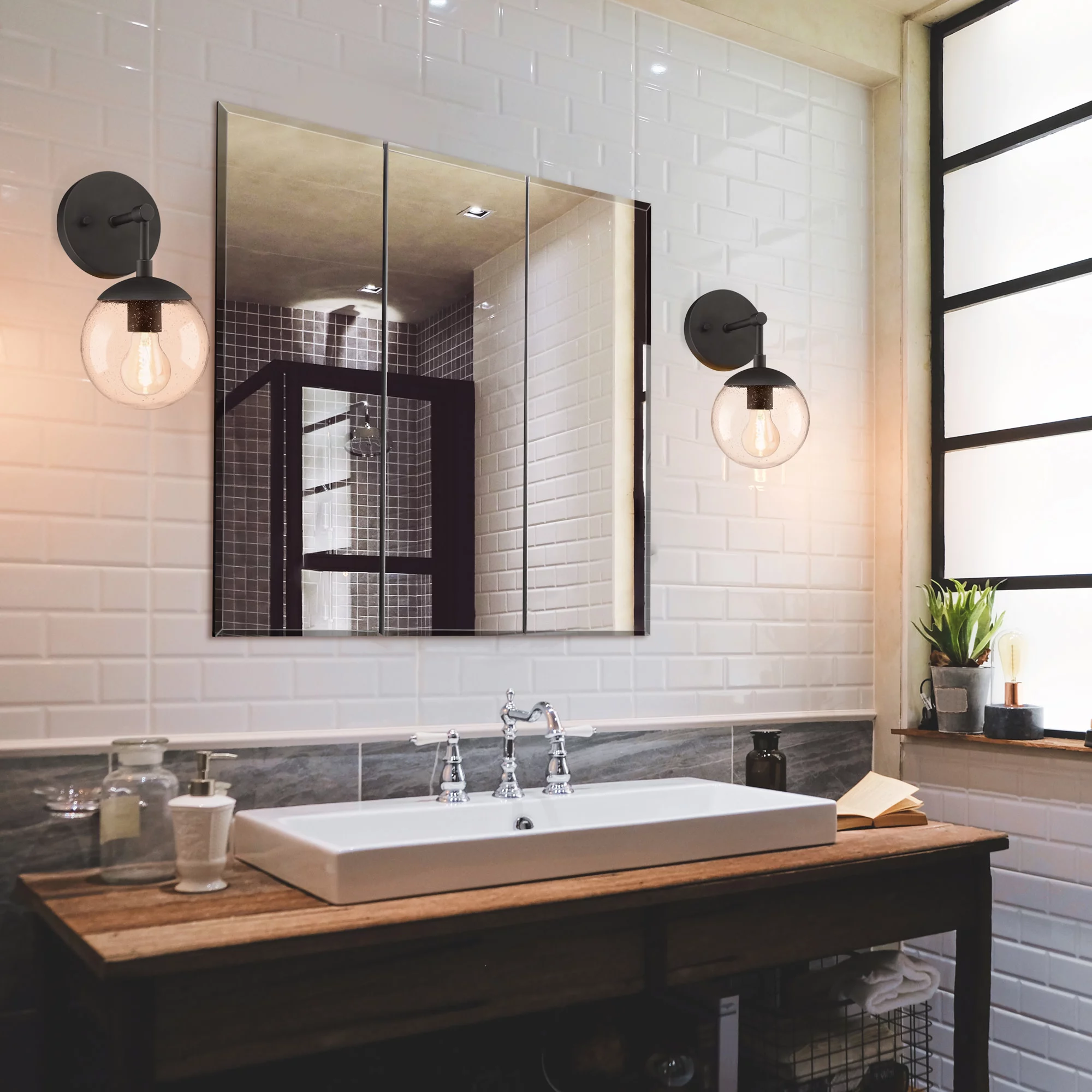 Cyprus Medicine Cabinet 24.5-Inch – Durable Pre-Assembled – Bathroom Wall Cabinet with Frameless Mirrored Doors – 4.4