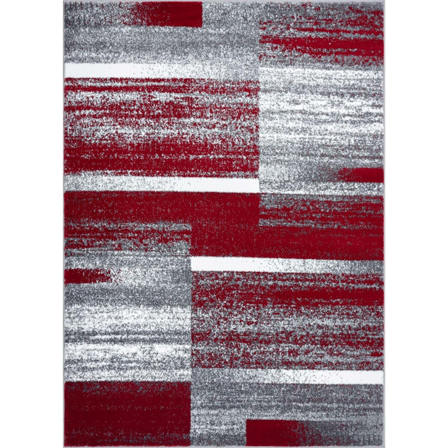 Luxe Weavers Art Deco Abstract Geometric Red 6x9 Area Rug for Living Rooms