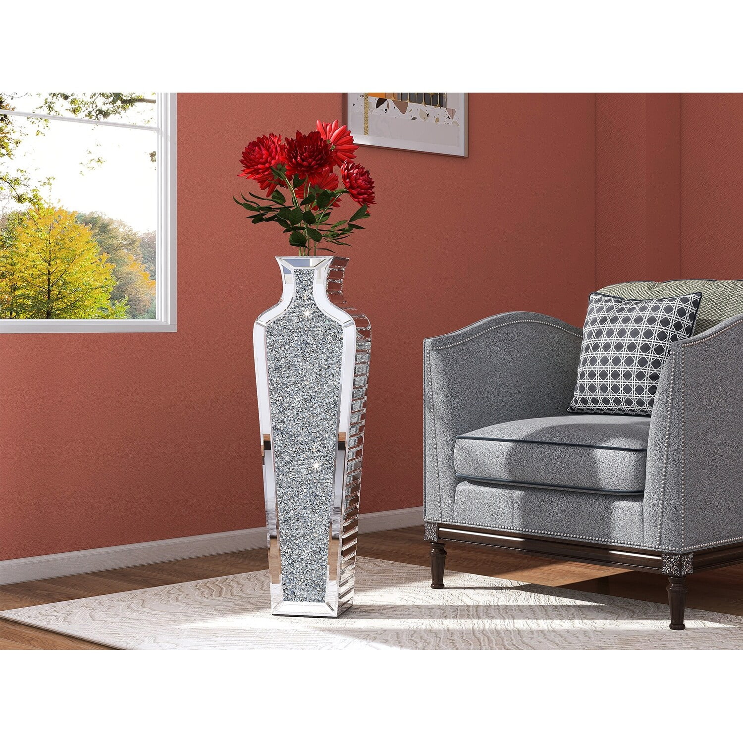 SHYFOY Tall Crushed Diamond Floor Vase