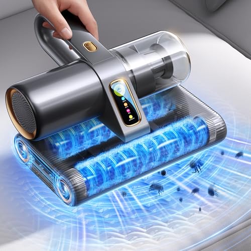 PureMatt Pro 35Kpa Max Suction AI Mattress Vacuum [100% Allergen, Dust Mite & Pet Hair Removal] Bed Vacuum Cleaner with UV Lights, Ultrasonic, HEPA Filter & Sensor, For Bed, Couch, Sofa, Titanium Gray