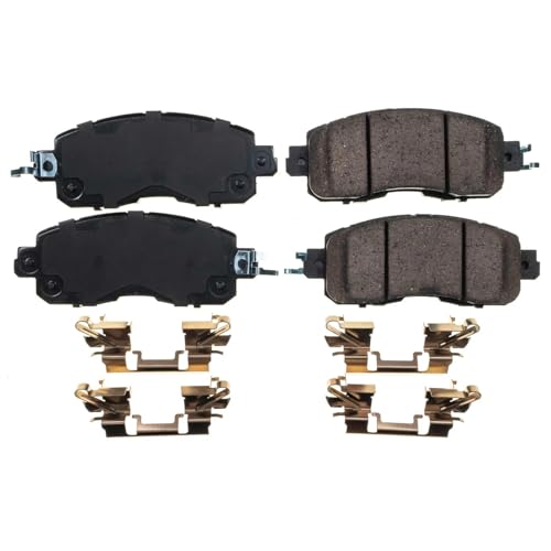 Power Stop 17-1650 Front Z17 Ceramic Brake Pads with Hardware For 2013 2014 2015 2016 2017 2018 2019 2020 2021 2022 2023 Nissan Altima | 2014 2015 2016 2017 Nissan Leaf [Vehicle Specific]