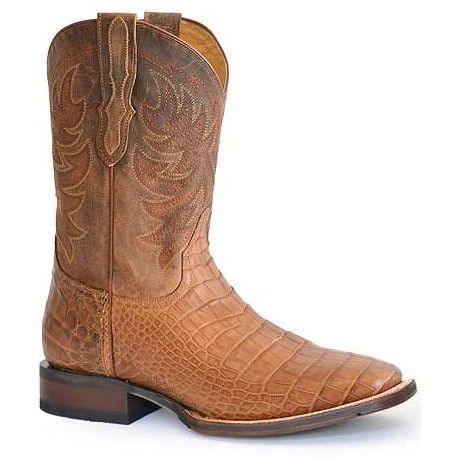 Men's Stetson Aces Alligator Tru-x System Boots Handcrafted Oiled Tan