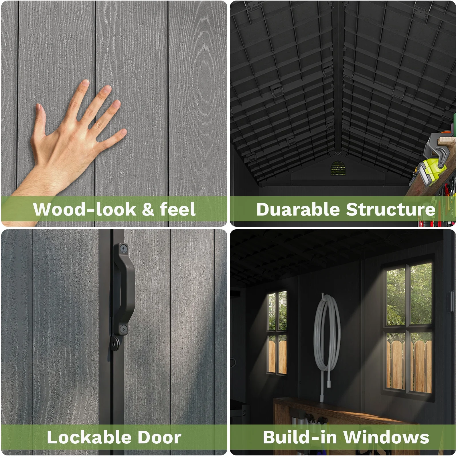 Patiowell 4x8 Resin Shed for Outdoor, Garden tool Storage Shed with Design of Lockable Doors, Tool Storage for Garden