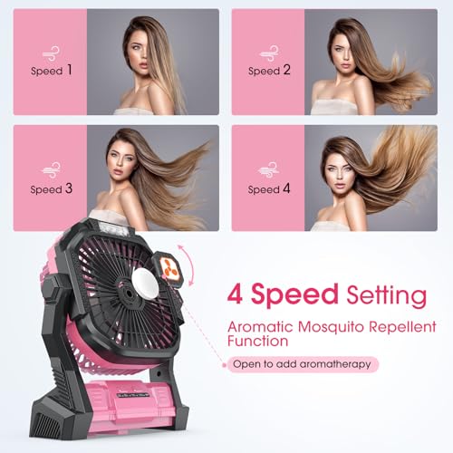Portable Fan Rechargeable, 20000mAh Cordless Battery Powered Fan with LED Lantern, USB C Battery Operated for Travel Bedroom Home Camping Tent Office Beach Desk Fishing Table