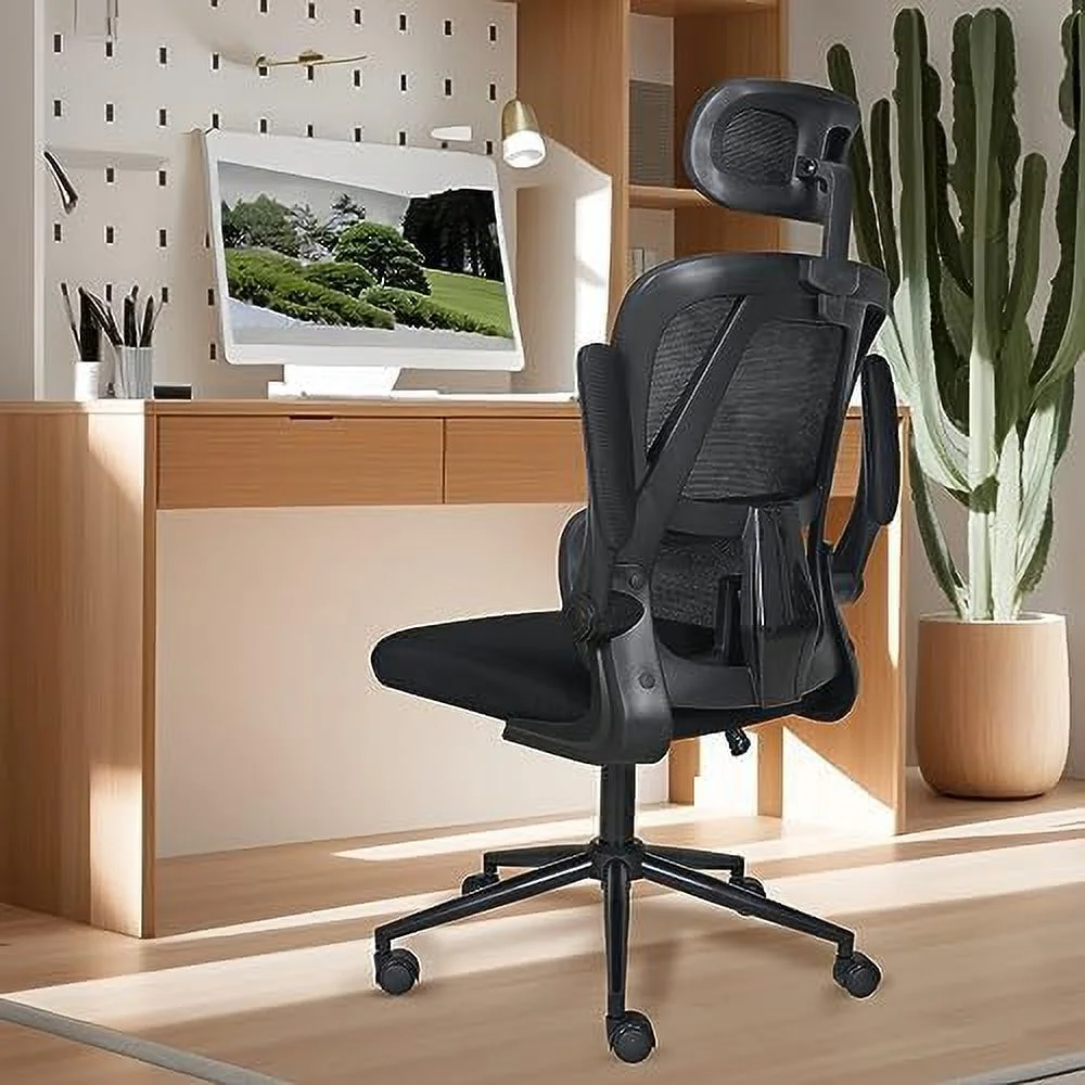 Office Chair JOMA Desk Chair with Lumbar Support  Mesh Reclining Office Chair with Flip Up Arms  Executive Office Chair High Back Swivel with Adjustable Headrest  Black