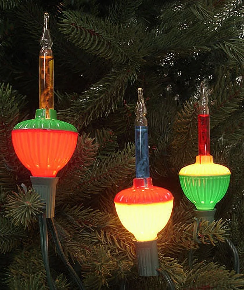 Northlight 7-Count Multi Color Retro Christmas Bubble Light Set, 6ft Green Wire