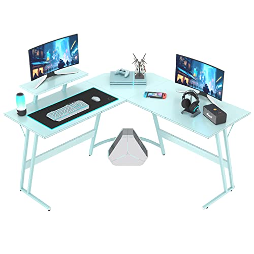 Homall L Shaped Gaming Desk Computer Corner Desk PC Gaming Desk Table with Large Monitor Riser Stand for Home Office Sturdy Writing Workstation (Black, 51 Inch)