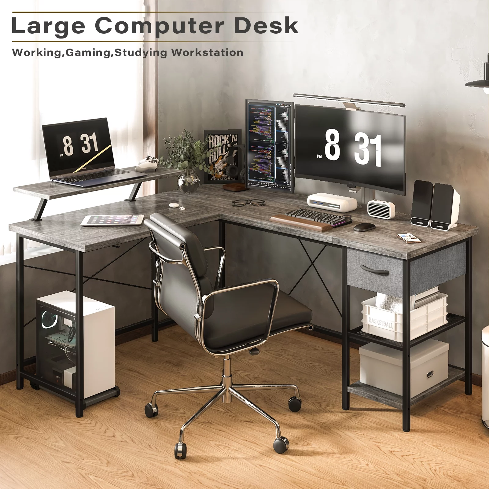 LISUEYNE L Shaped Desk,54