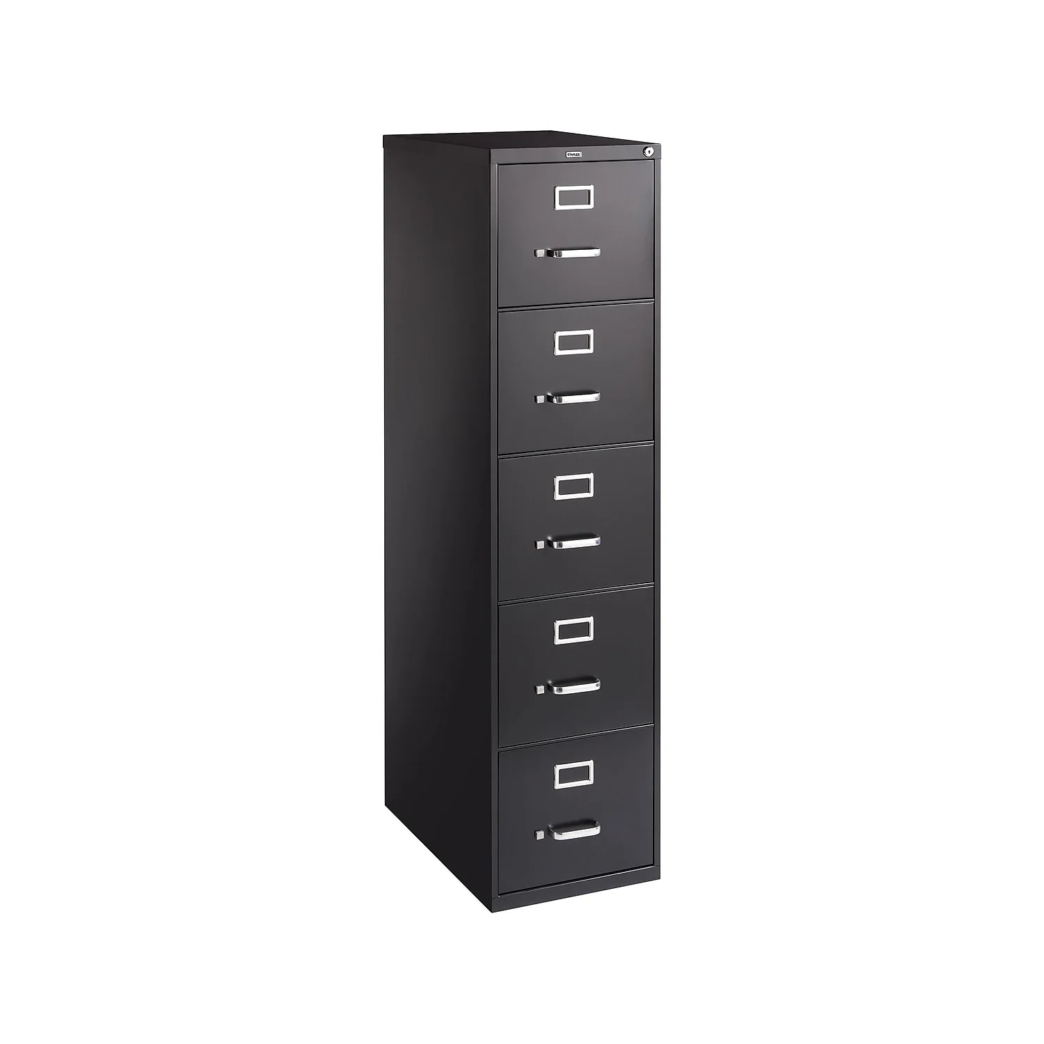 Staples Commercial 5 File Drawer Vertical File Cabinet Locking Black Letter 26.5
