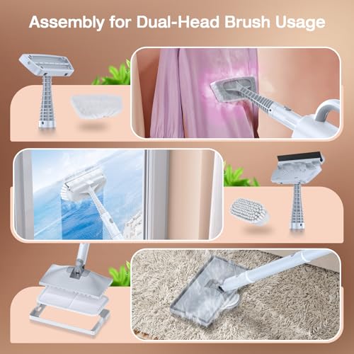 ScrubWiz Steam Mop Cleaner with Detachable Handheld Steamer, 10-in-1 Multi Accessories, Washable Microfiber Pads, 350ml and 2 Adjustable Levels for Cleaning Floor, Carpet, Tiles, and Grout, Gray