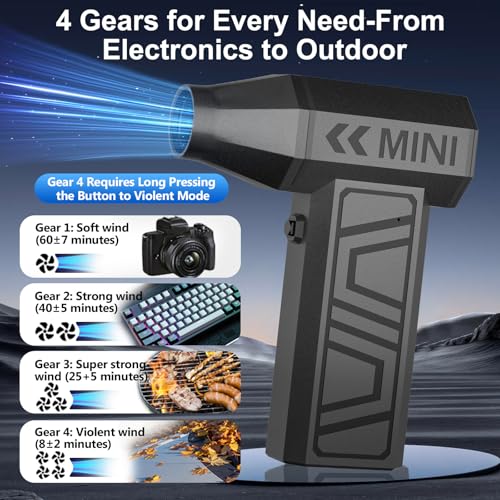 LEEPEE X3 Cordless Air Duster 130,000RPM High-Speed Mini Blower, 4-Gear Adjustable Power Turbo Jet Fan, Portable Dust Blower for Cleaning Electronics, Cars, Homes, and Outdoor Spaces