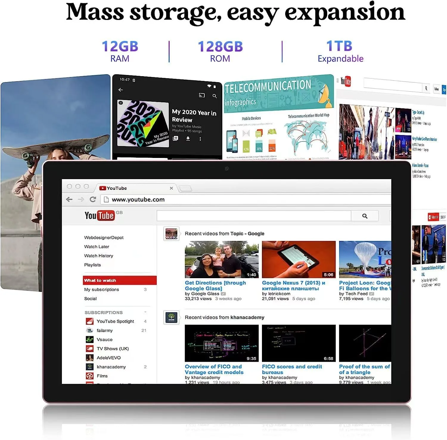 2024 Newest Android 13 Tablet 10 Inch, 12GB RAM 128GB ROM/1TB Expandable Tablet PC, 2 in 1 Tablets with Keyboard, Quad-Core 2.0GHz CPU HD Screen, Google Certified 5G WiFi 6 BT 5.0, 8MP Camera Tableta