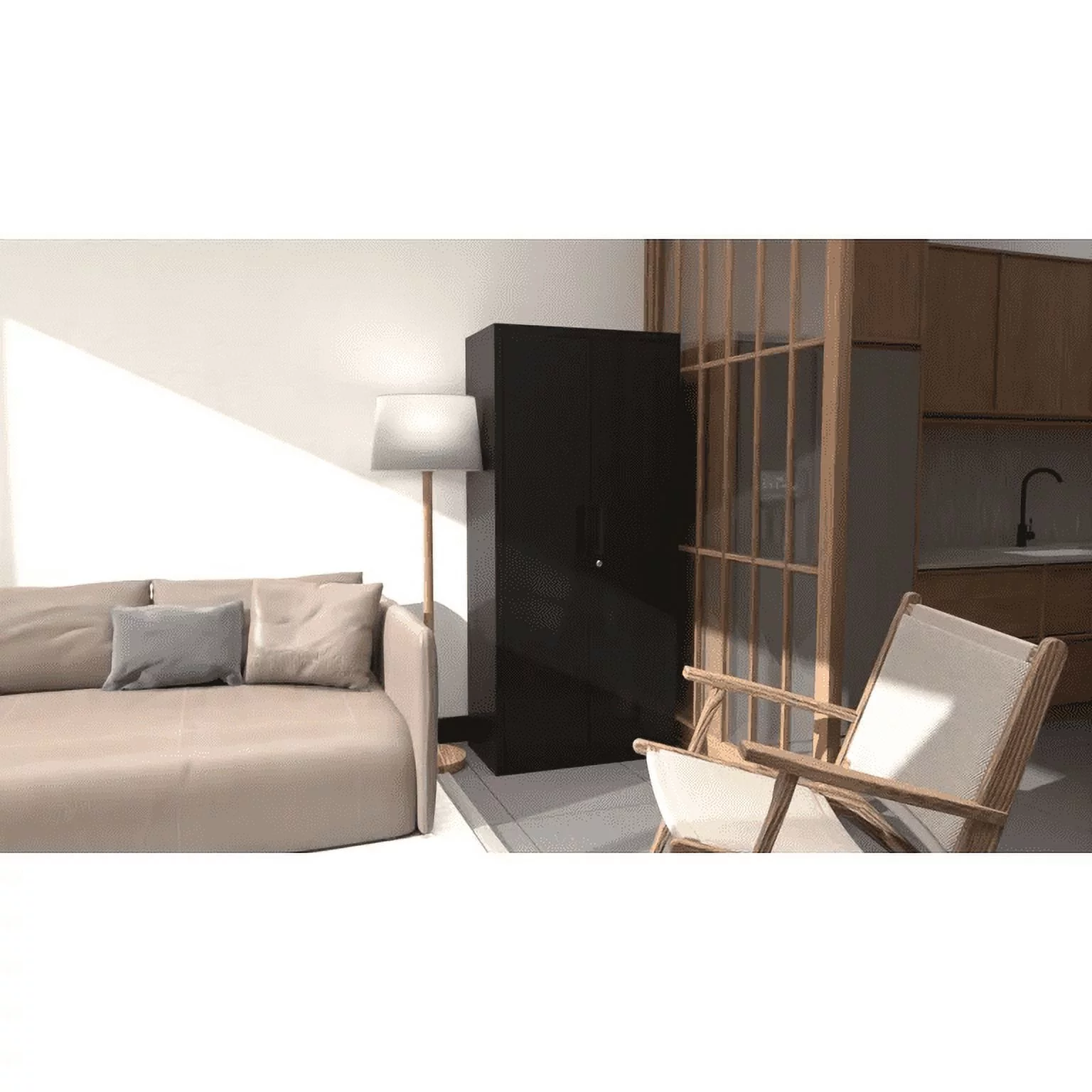 GangMei Metal Storage Cabinet, Metal Garage Cabinet with Lockable Doors and Shelves, Office Cabinet for Home Office, Garage and Utility Room,Assemble Required (Doouble Handles, Black)