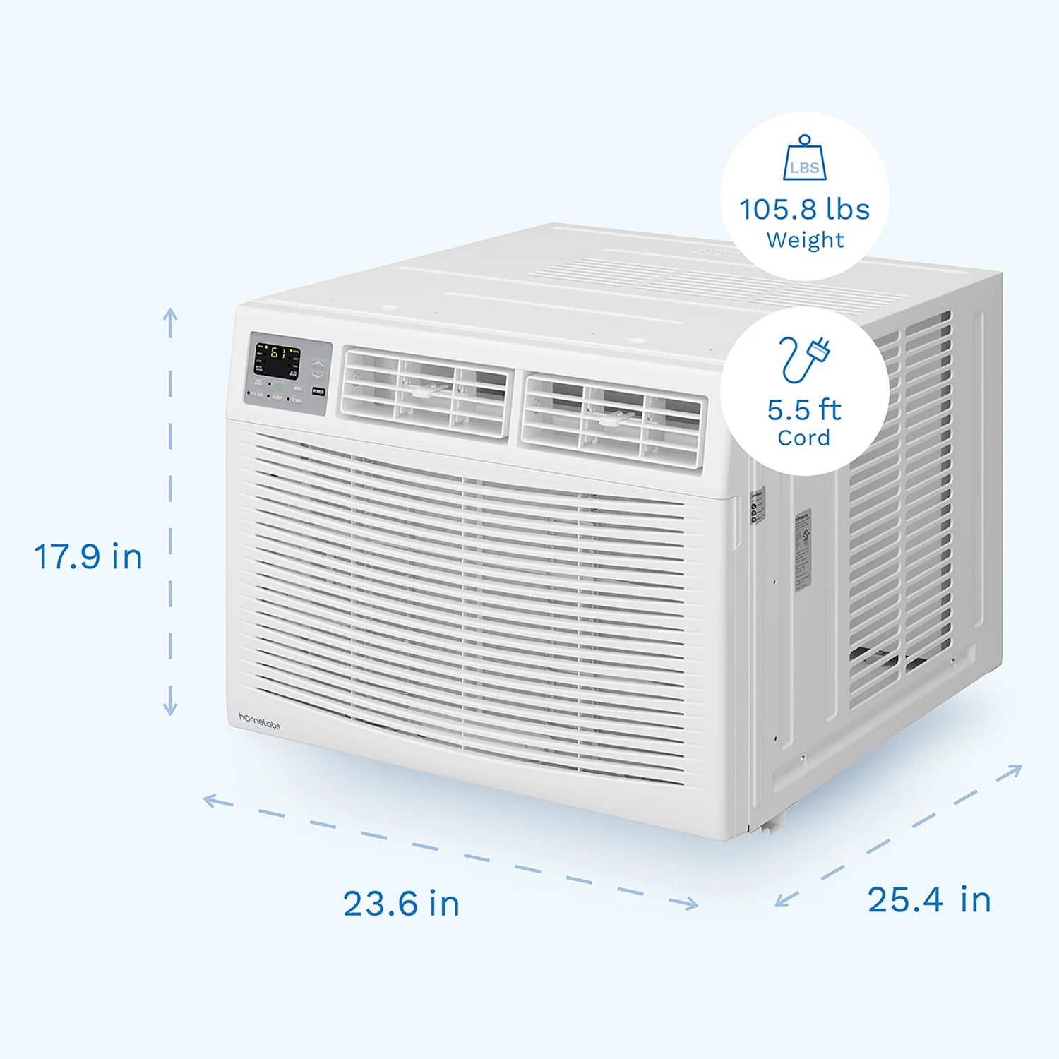 hOmeLabs Window Air Conditioner 15000 BTU - Energy Efficieint, Digital Thermostat, Remote Control - Ideal for Rooms up to 700 Sq. Ft.