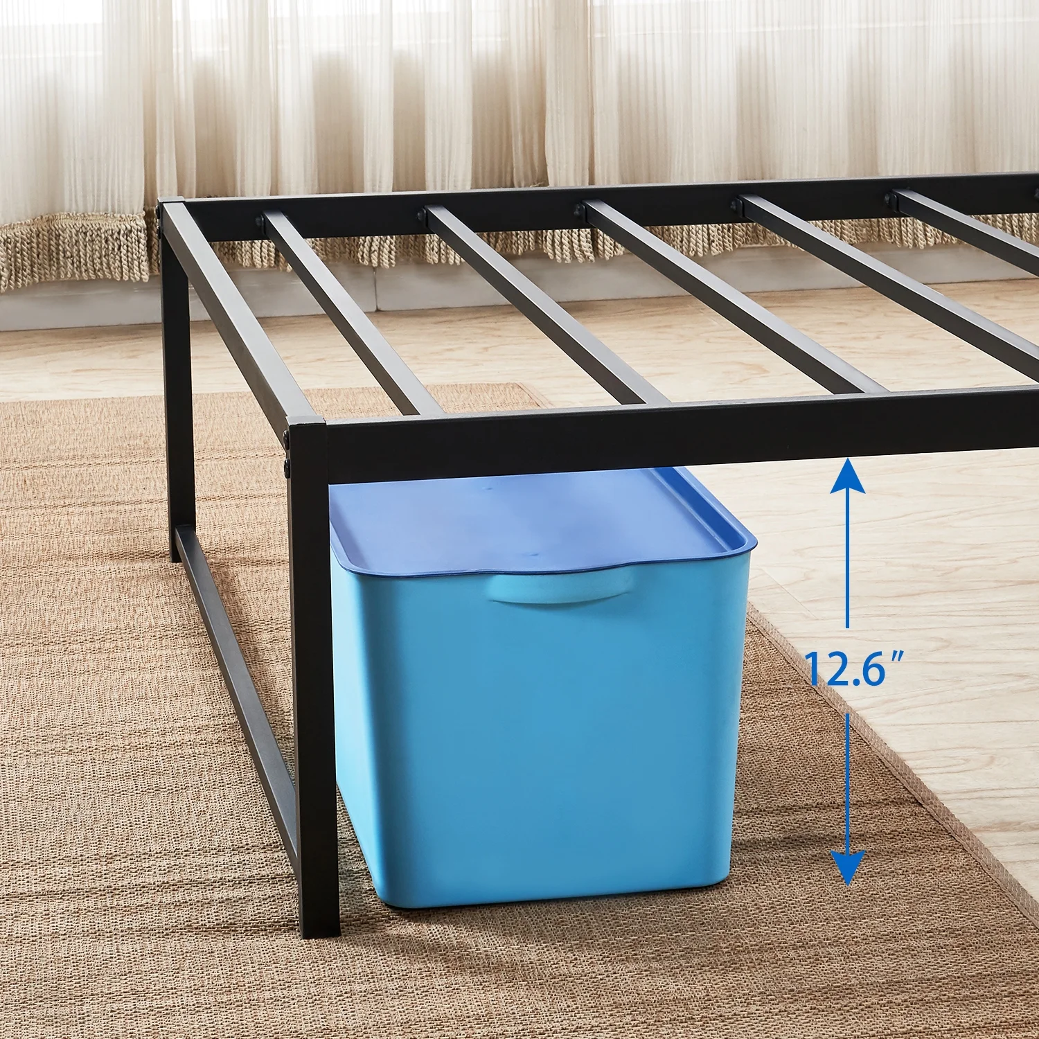 VECELO 14.2 Inch Full Size Metal Platform Bed Frame, Heavy Duty Steel Slats, No Box Spring Needed, Easy Assembly, Black
