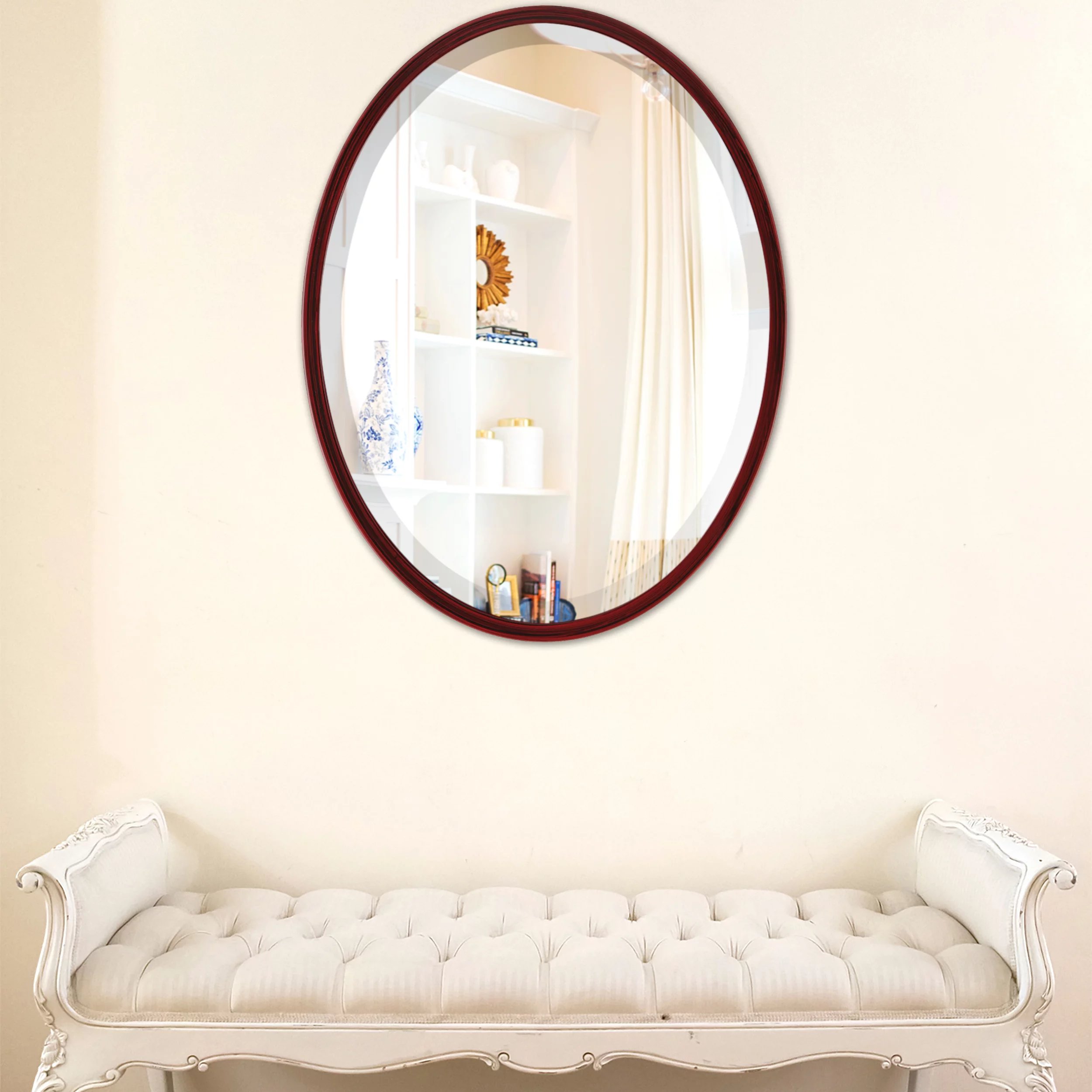 OVALCREST - London Framed Oval Mirror - Black Cherry 25 1/8