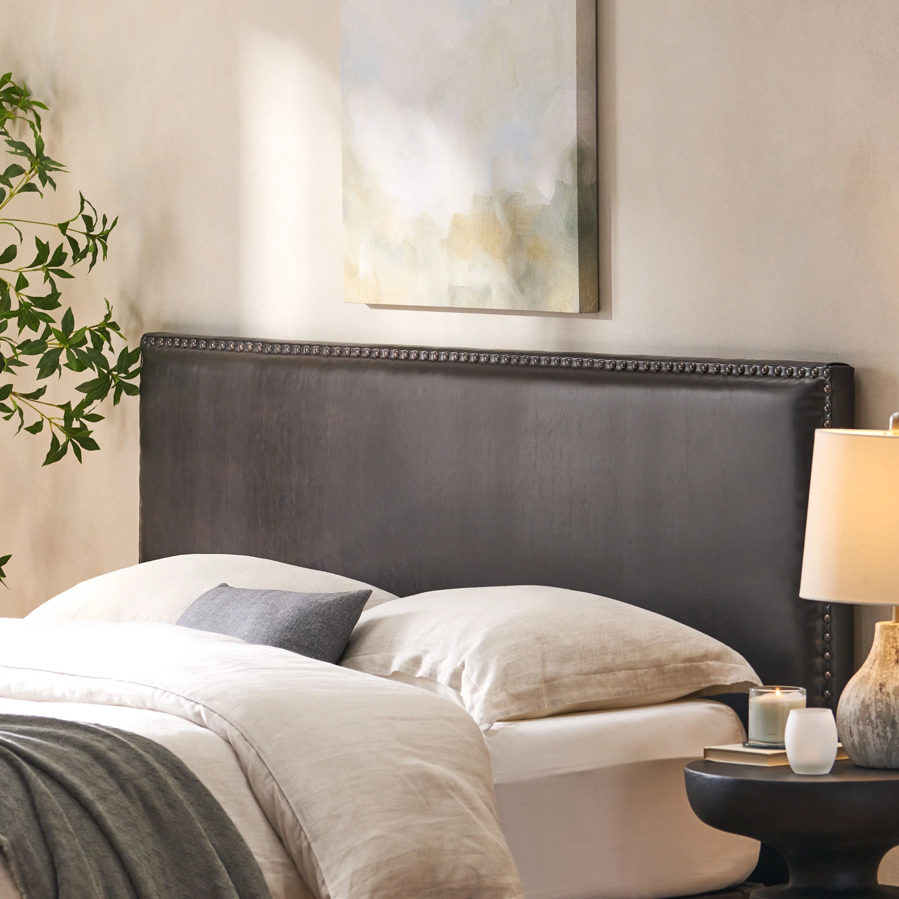 Noble House Hayden Brown Leather King/Cal King Headboard