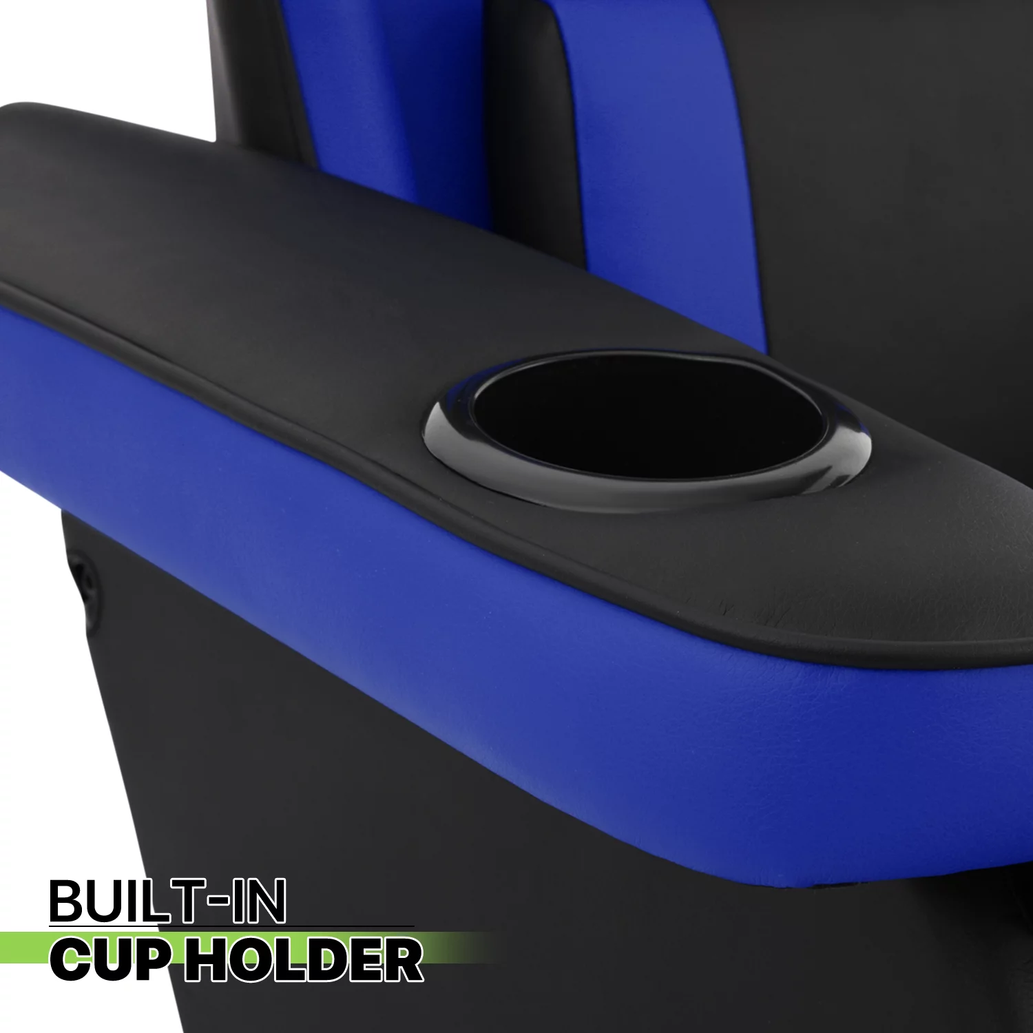 Magshion Gaming Recliner Chair, Ergonomic Reclining Video Gaming with Lumbar Support, Leather Theater Seating with Cup Holder, Blue