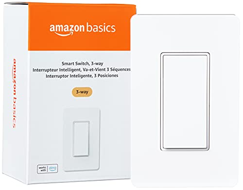 Amazon Basics Smart Switch, Single Pole, Works with Alexa Only, 2.4 GHz Wi-Fi, No Hub Required, White