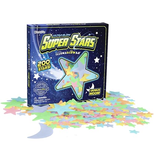 Stocking Stuffers for Kids - Glow in The Dark Stars for Ceiling - Includes Installation Putty, Bonus Moon and Star Constellation Guide, Only Glow Stars Powered by Illumaglow2.0