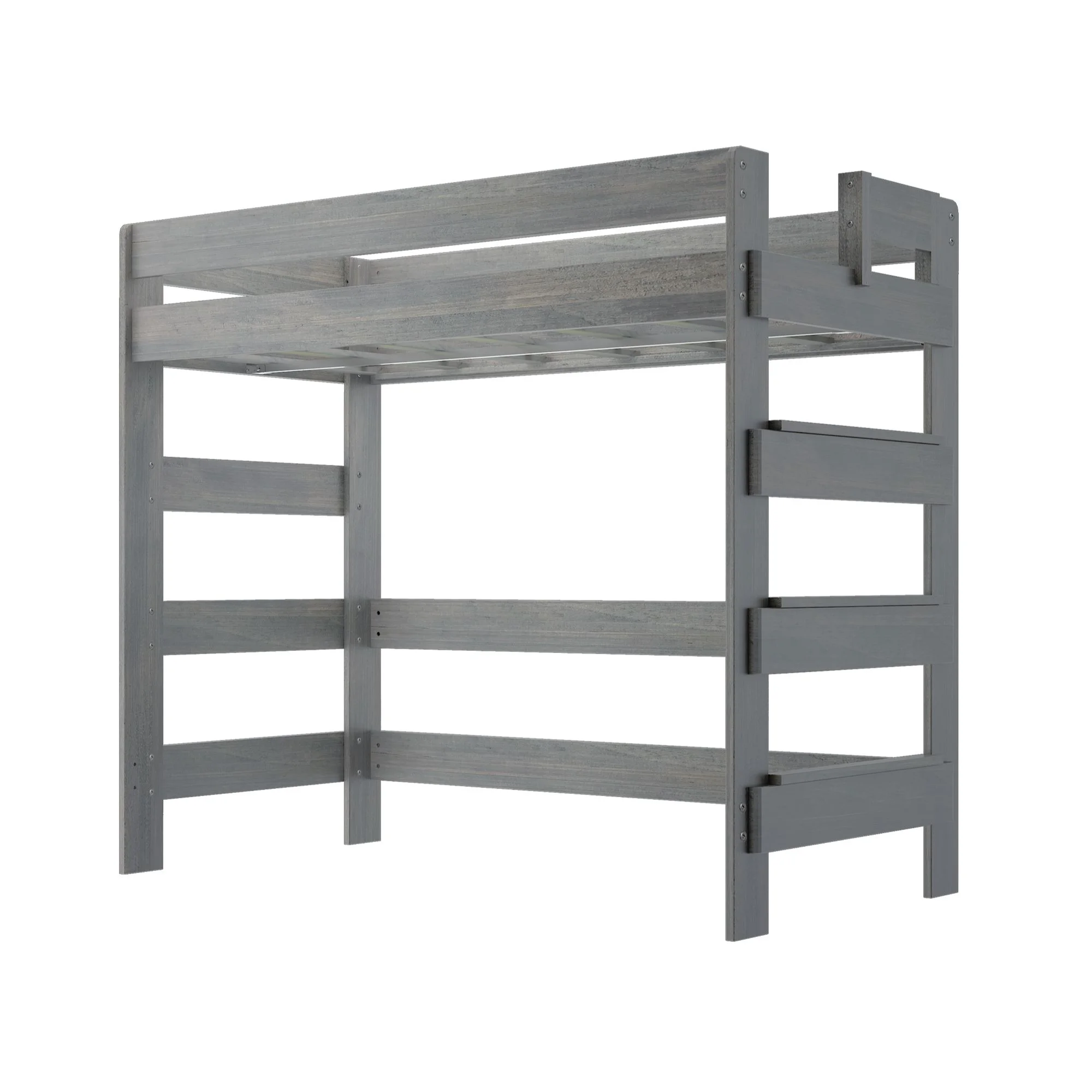 Max & Lily Modern Farmhouse High Loft Bed, Solid Wood Twin Loft Bed Frame for Kids, Driftwood