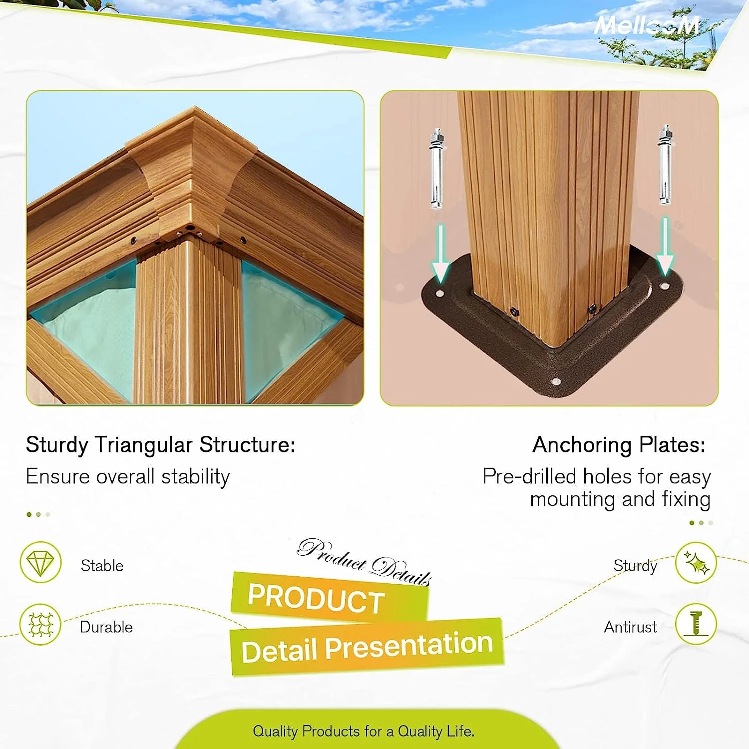 Erommy 14' x 20' Hardtop Gazebo, Wooden Finish Coated Aluminum Frame Canopy with Double Galvanized Steel Roof, Outdoor Permanent Metal Pavilion with Curtains and Nettings for Patio, Backyard and Deck